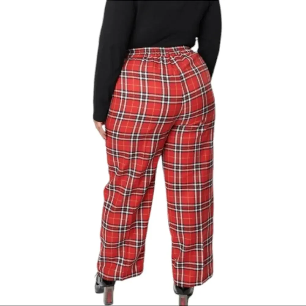 Chaus Red and White Plaid Pull On Straight Leg Pants Plus Size XXL NEW - Picture 3 of 14